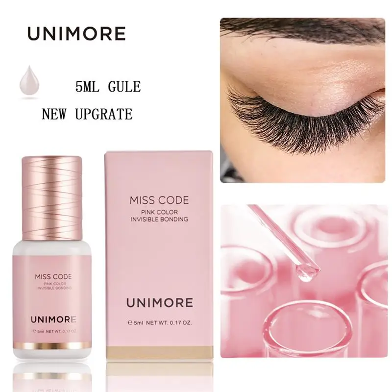 UNIMORE 5ml Light pink Glue Eyelash Extensions Fast Drying Waterproof Adhesive Eyelashes Lash tech Supplies Pro Eyelash Glue