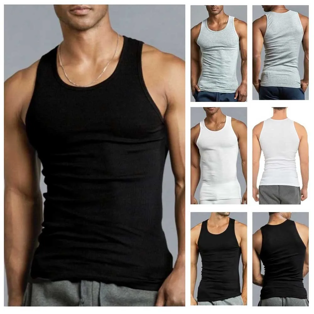 

Men Muscle Vests Cotton Underwear Sleeveless Tank Top Muscle Vest Undershirts O-neck Gymclothing Bodybuilding Tank Tops New