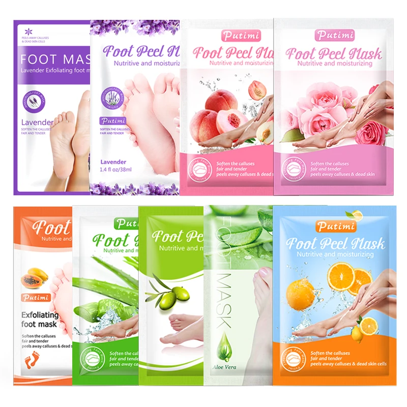 

PUTIMI 9Pack Exfoliating Foot Mask Whitening Moisturizing Anti-wrinkle Foot Peel Mask Remove Dead Skin Pedicure Socks Foot Patch