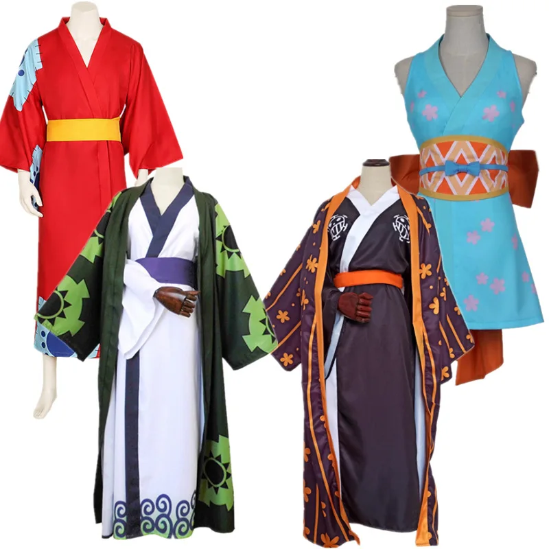 

Anime Wano Kuni Country Nami Monkey D Luffy Roronoa Zoro Trafalgar Water Law Cosplay Costume Adult Halloween Sexy Kimono Suit