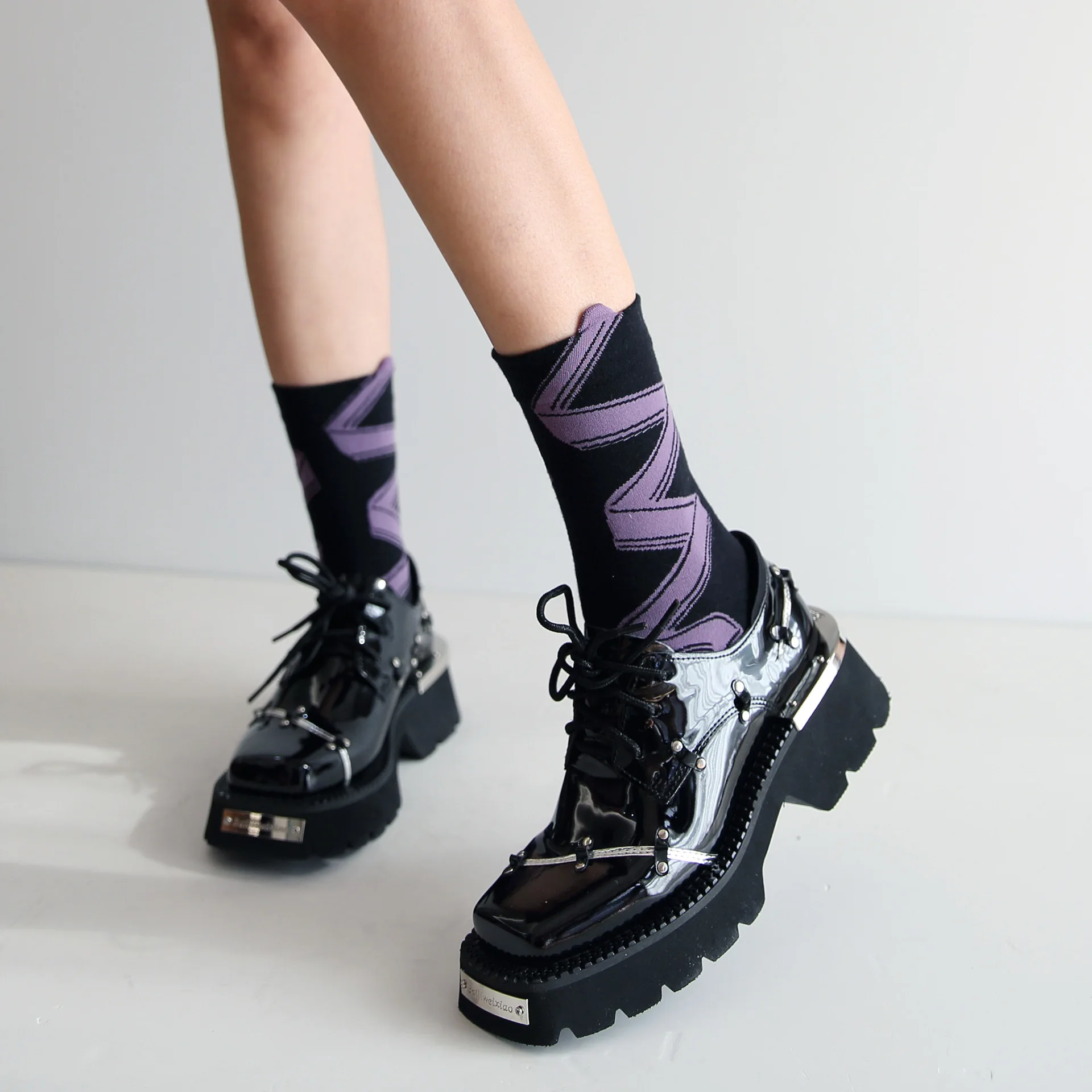 10PAIRS Three-Dimensional Striped Socks Women's Socks Abstract Curve Bar Tube Socks Ribbon Tube Socks