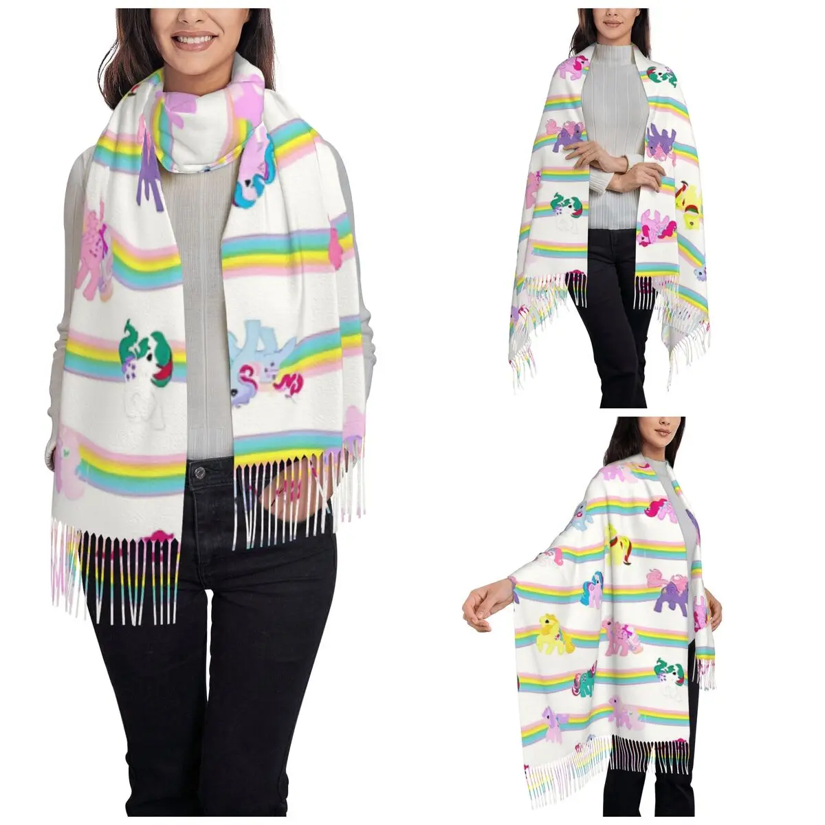 MLP My Little Pony Up In Rainbows шаль женский зимний длинный мягкий шарф из пашмины шарфы