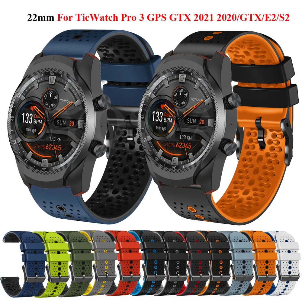

22mm Silicone Watch Straps For TicWatch Pro 3 Ultra GPS/2020/LTE/GTX Replacement Bands For TicWatch GTH 2 Bracelet Accessories