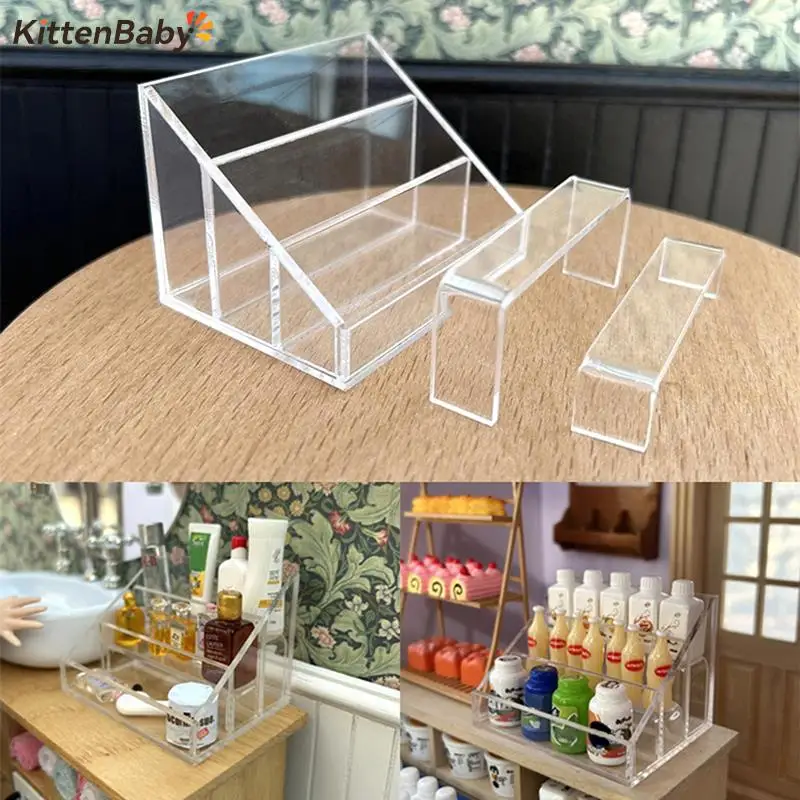 

Dollhouse Miniature Multi Grid Storage Box Transparent Display Stand Rack Cup Holder Ornament Model Simulation Home Decor Toy