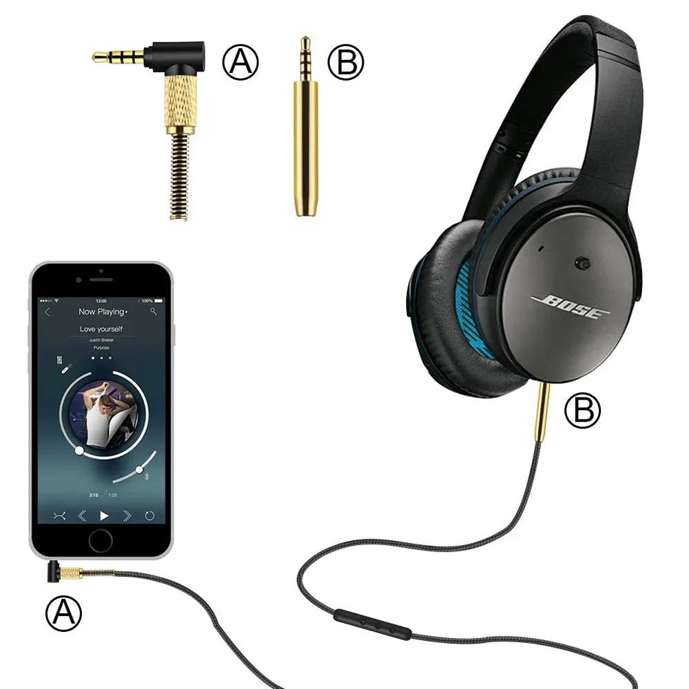 Сменный нейлоновый плетеный удлинитель OFC для наушников Bose QuietComfort 25 35 QC25 QC35 700 NC700