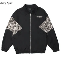 juicy apple baseball jacket black long sleeve bomber woman leopard print varsity jacket 2022 coat high quality racer coats met