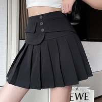 casual short skirt spring summer new solid women skirt color pleated short skirt high waist korean a line mini skirts 612g