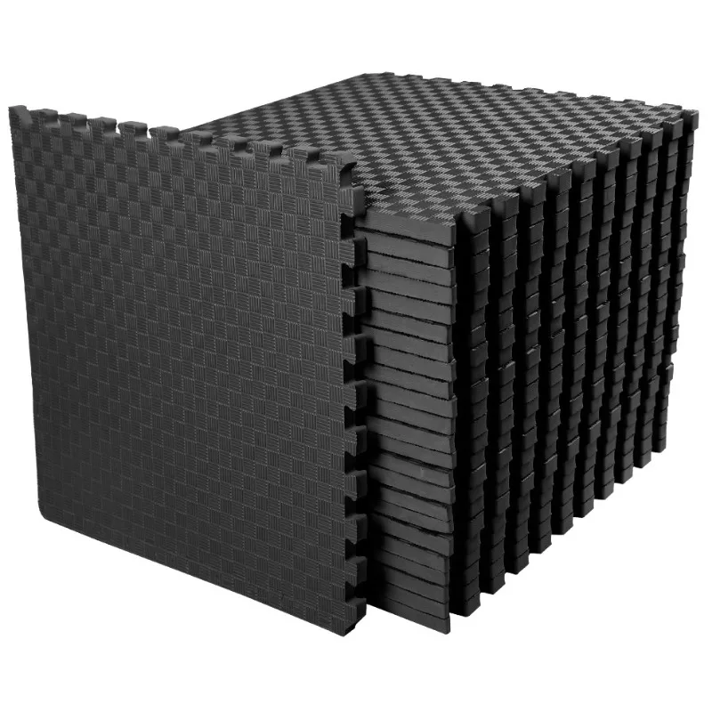 

1 In. Thick Flooring Puzzle Exercise Mat with High Quality EVA Foam Interlocking Tiles, 18 Piece, 72 Sq Ft. Black