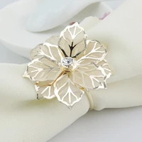 12pcs hollow out flower napkin rings gold serviette buckle holder family restaurant gathering dinner party table decoration