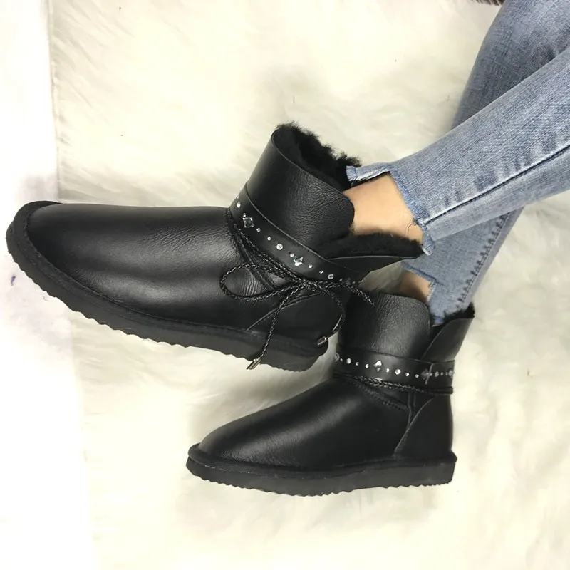 

2023 Sheepskin Leather Snow Boots Classic 100% Natural Fur Women Boots Warm Ankle Boots Winter Shoes for Women