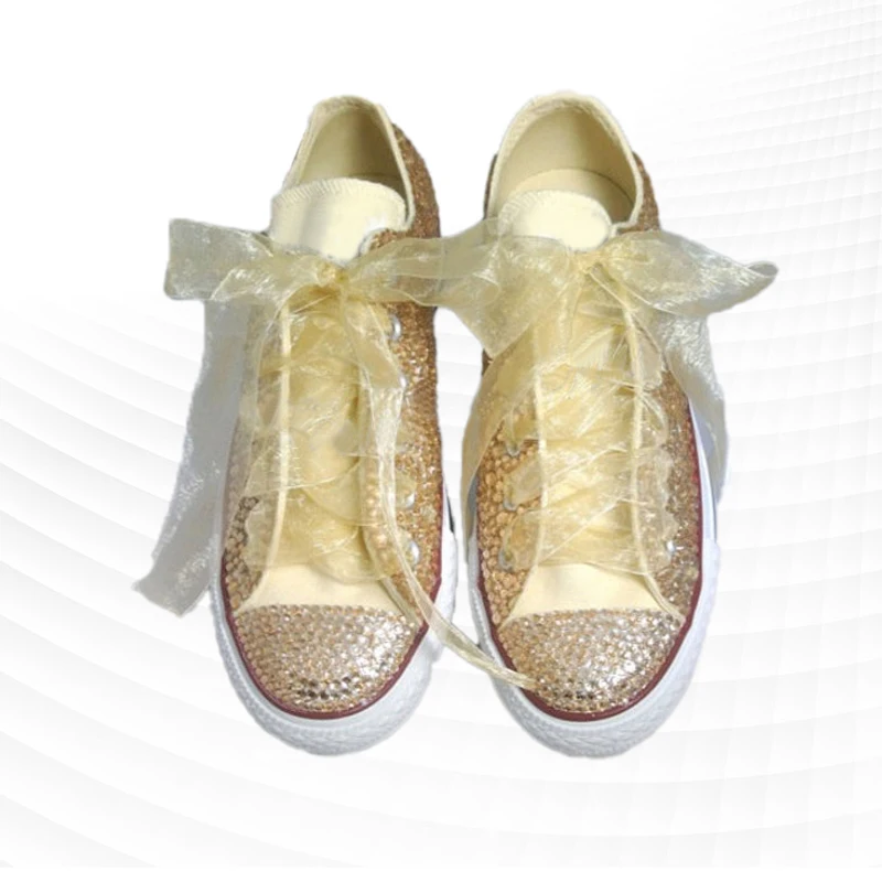 

Yellow Ribbon Sneakers High Top Rhinestone Canvas Shoes Comfortable Walking Shoes Handmade Rhinestone Vulcanized Shoes 35-46