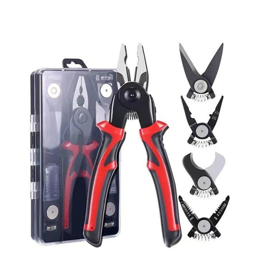 

5 in 1 Multifunctional Pliers Portable Electrician Pliers Cable Wire Stripper Cutter Replaceable Non-Slip Handle Hand Tool