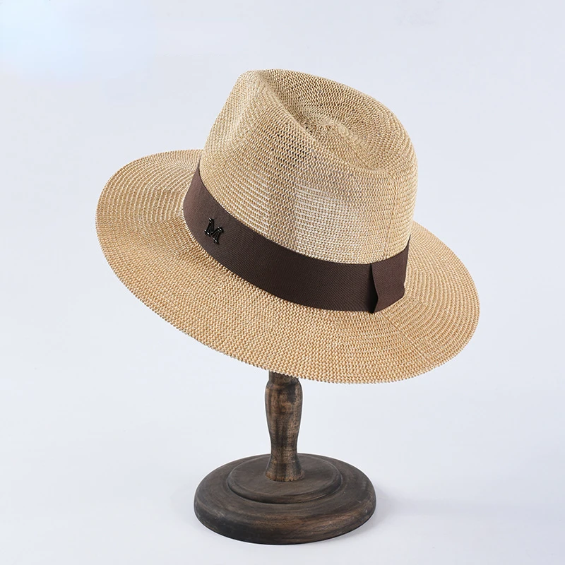 

Summer Panama Straw Hat Ladies Classic Jazz Top Hat Men Retro Sun Hat Breathable Fedora Hat Seaside Gentleman Beach Hat