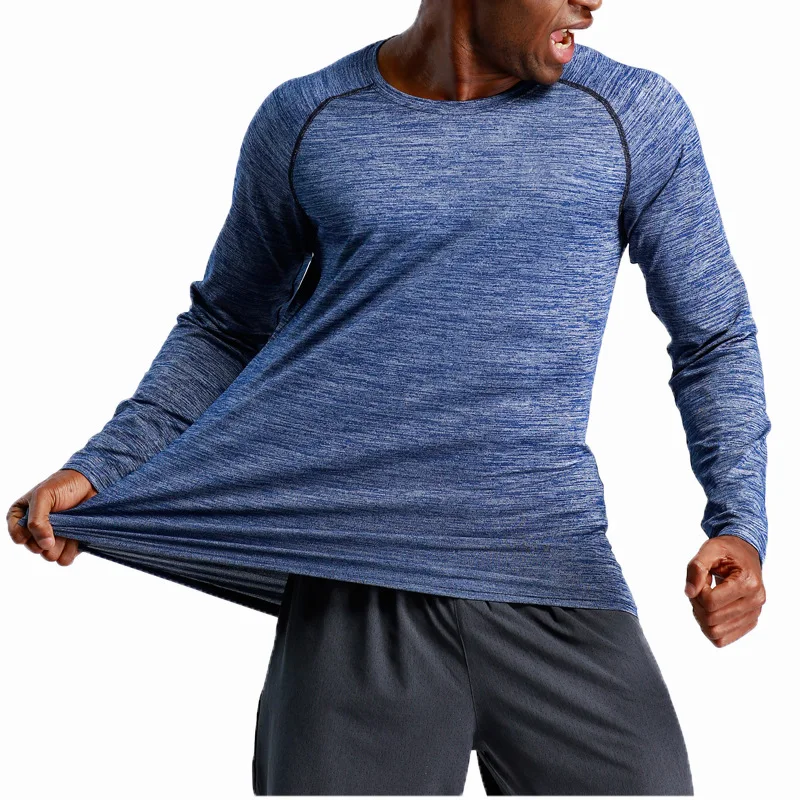 LU T-shirts Man Gym Quick-drying T-shirt Long Sleeve Basketball Print Compression Shirt Tops Workout Bodybuilding Sportswear