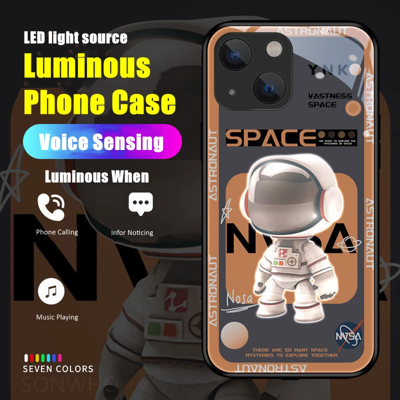 

Space Astronaut LED Light Luminous Phone Case for HUAWEI P30 P40 P50 Pro Mate30 40 Pro Plus Nova 7 8 9 Pro Cool Accessories