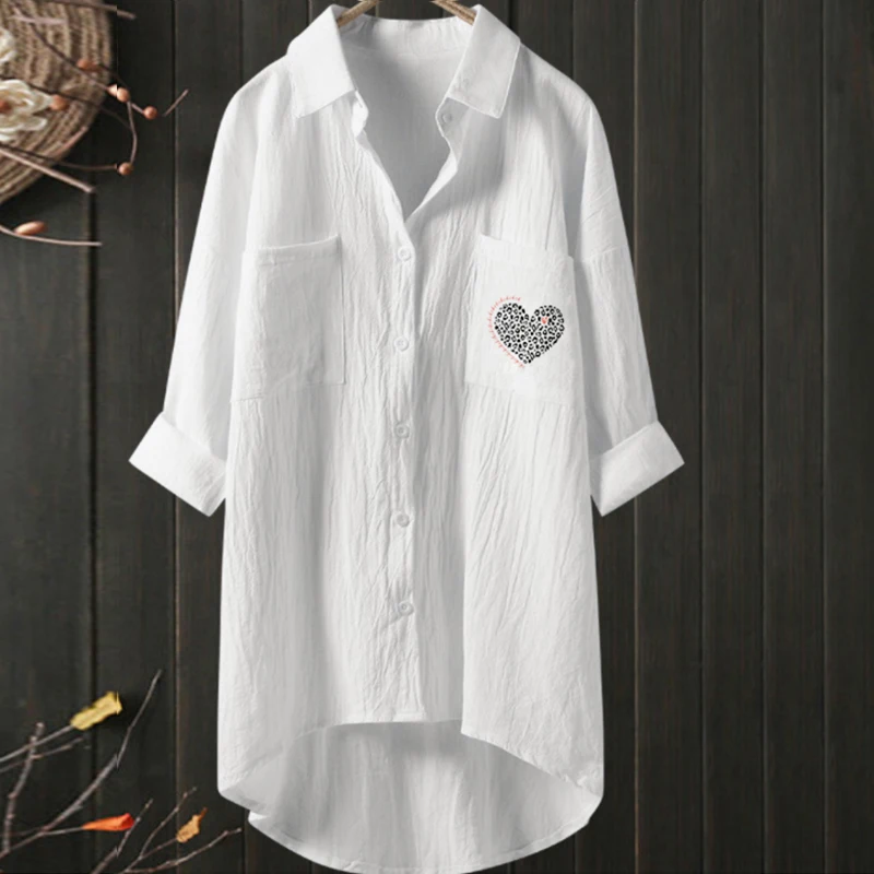 Рубашка женская универсальная с длинным рукавом и карманами