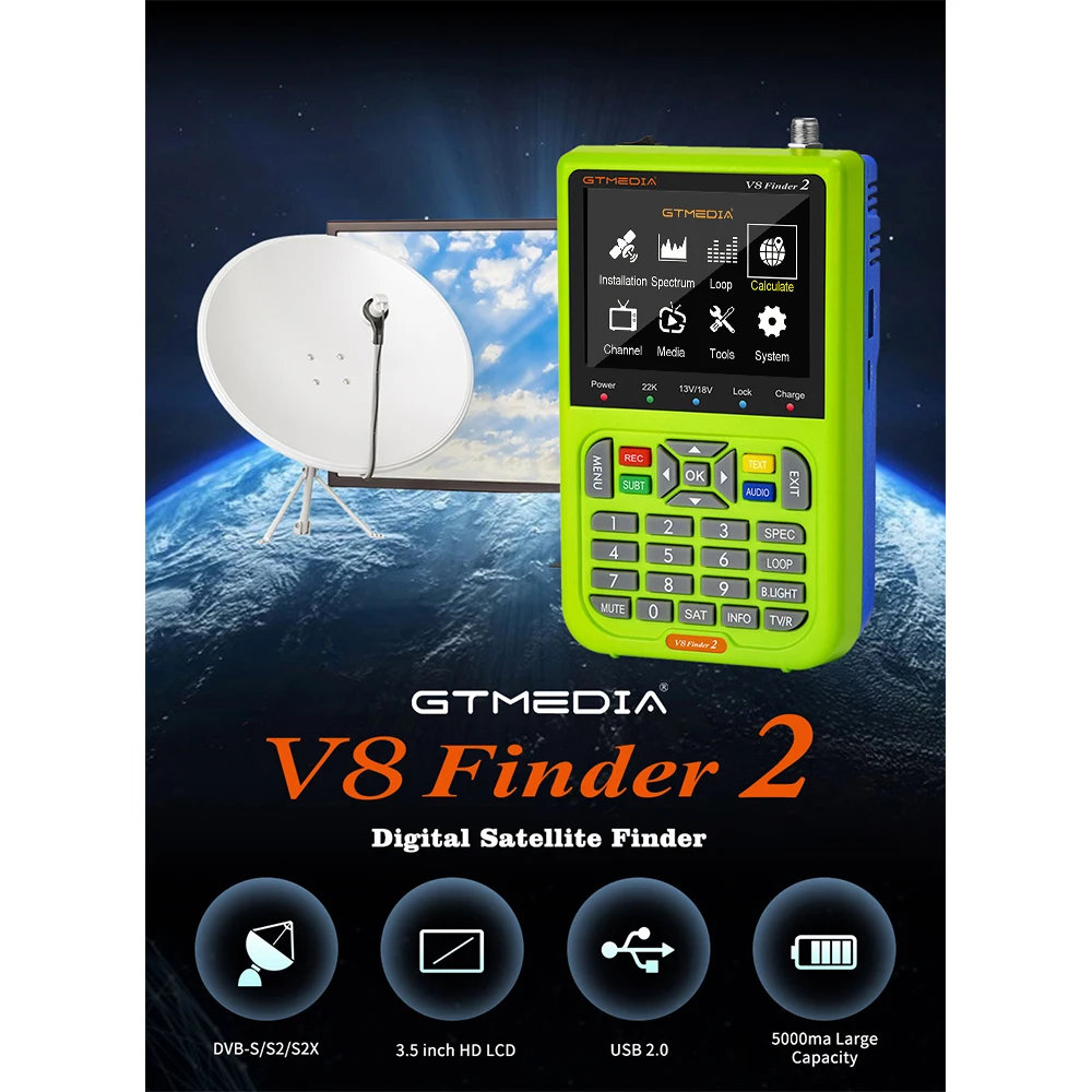 Портативный фотометр V8 Finder2 GTmedia DVB S2X/S2/S антенна спектра петля поиска 3 5 дюймов HD LCD