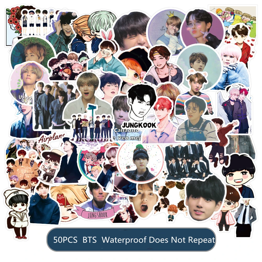 

10/30/50Pcs/set KPOP Stars Bangtan Boys Deco Stickers Idols Cute Photos Kawaii Toys BTS Stickers For Skateboard Suitcase Laptop