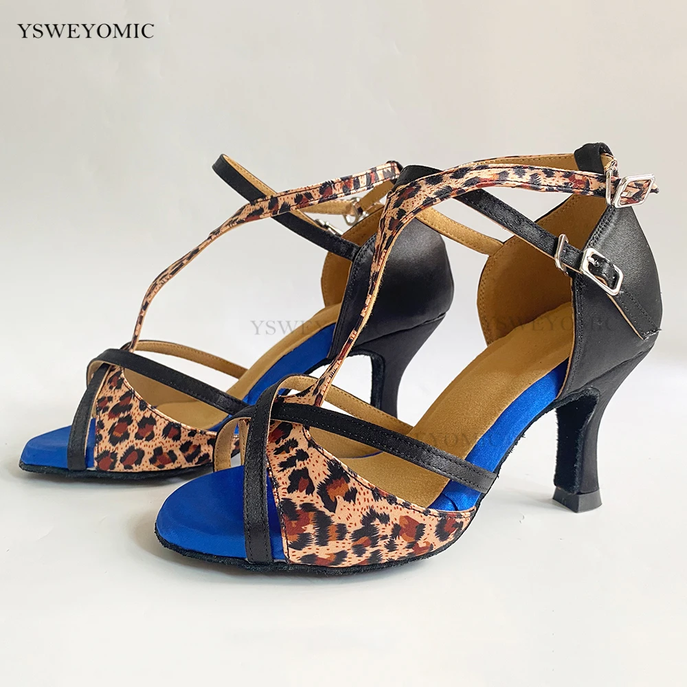 Women Latin Ballroom Dancing Shoes Soft Bottom Bachata Salsa Latin Dance Shoe for Ladies Girls Satin Party Dance Shoes