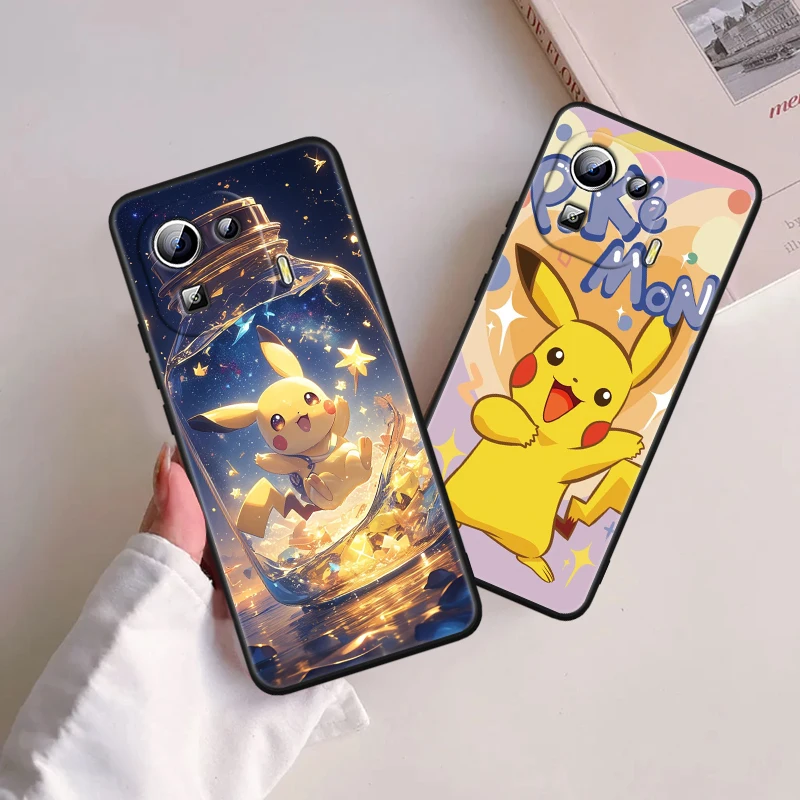 P-Pokemons мультфильм P-Пикачу для Xiaomi Mi 14 13T 13 12T 12 11T 11i 11 10T 10 Pro Lite ультратонкий черный