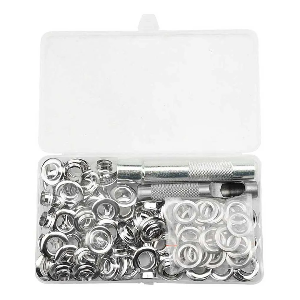 

100 Pieces Set Clothes Tarp 12mm Grommet Replacement Eyelet Assorted Kit