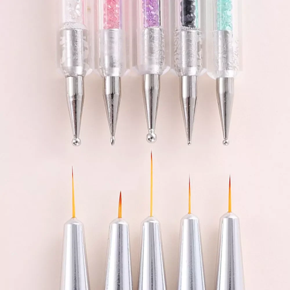 

5 Pcs/Sets Nail Art Pen 2 In 1 Double Ends Dotting Drawing Painting UV Gel Liner Polish Brush Set Nail Art Dotting Tools