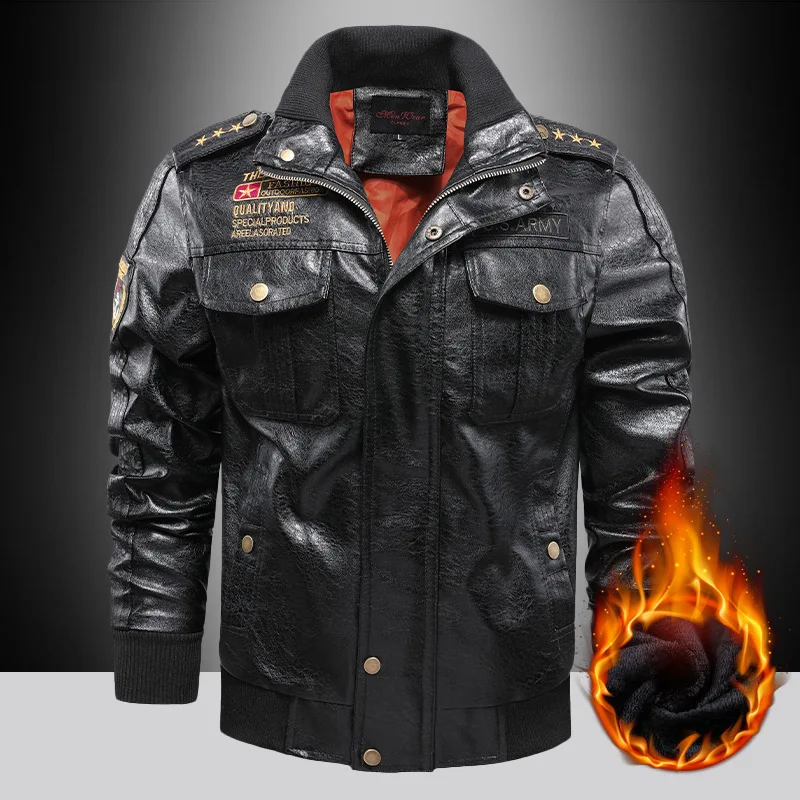 

Новинка 2022, зимняя кашемировая кожаная куртка, Мужская мотоциклетная кожаная куртка с воротником-стойкой, куртка из искусственной кожи, мужская куртка из жесткой кожи
