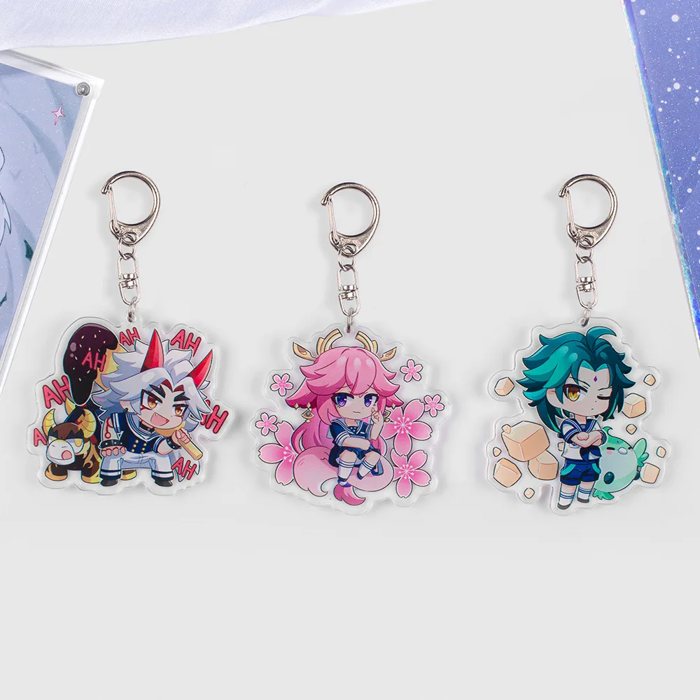 

New Game Genshin Impact Shogun Yae Miko Xiao Acrylic Keychain Cosplay Cute Character Venti Zhongli Key Chain Pendant Keyring