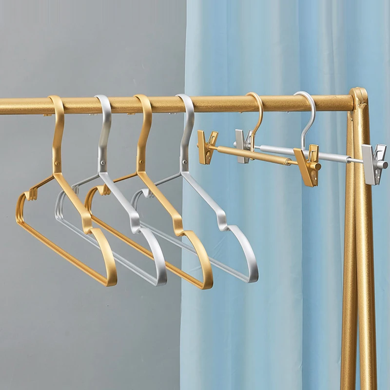 

Space Hangers Rack Drying Aluminum Wardrobe Hanger Matte Alloy Saver -slip Anti Towel Clothing Dress Hangers 5/10pcs Metal Coat