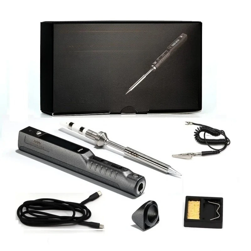 Фото Паяльник электрический MINIWARE TS101 65W Mini USB с регулировкой температуры, цифровая паяльная станция, наконечники B2 BC2 TS-I, обновленная версия TS100 №1