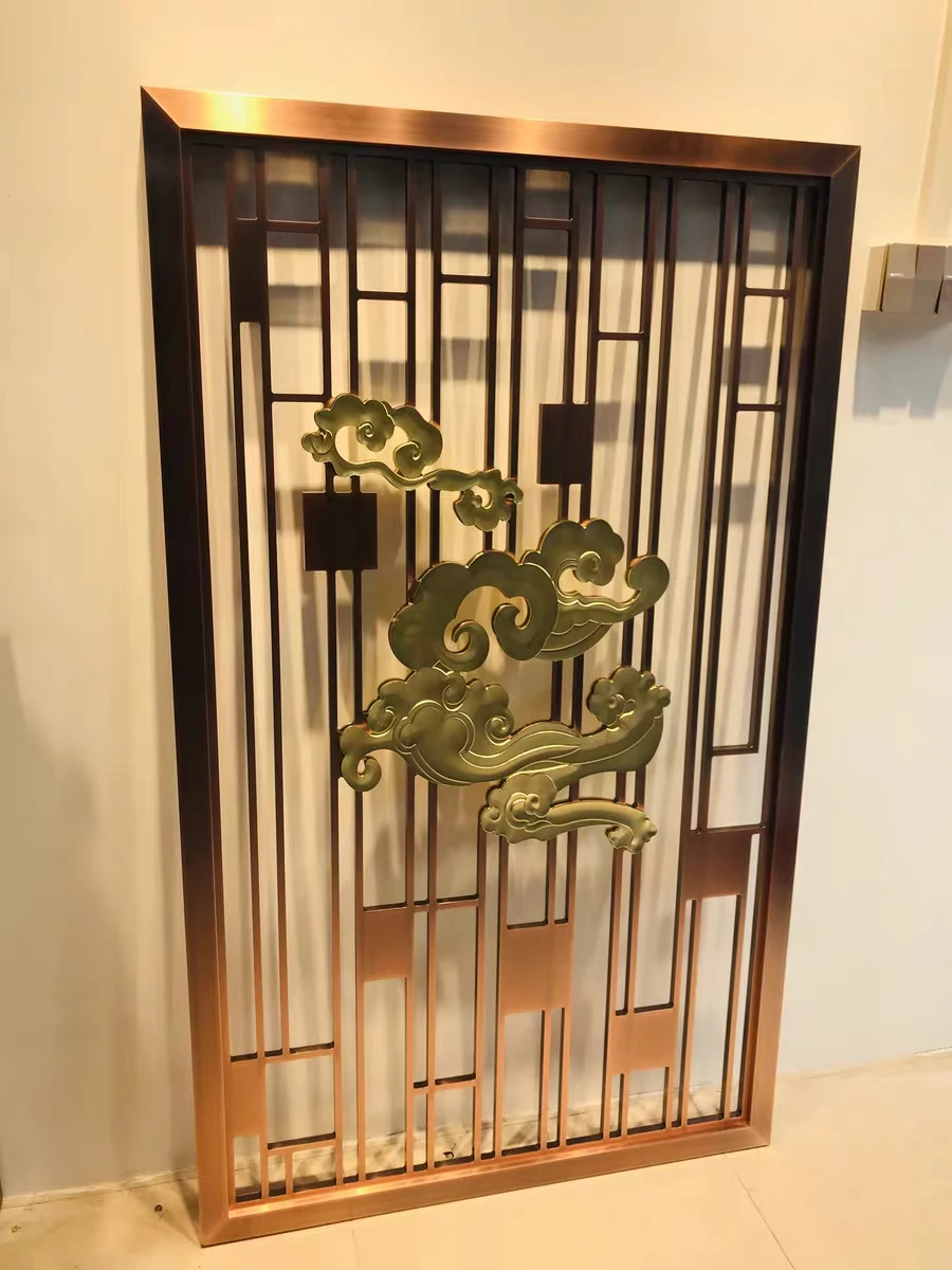 

Light luxury stainless steel screen, modern art screen, living room, dining room and bedroom partition decoration SUS 304