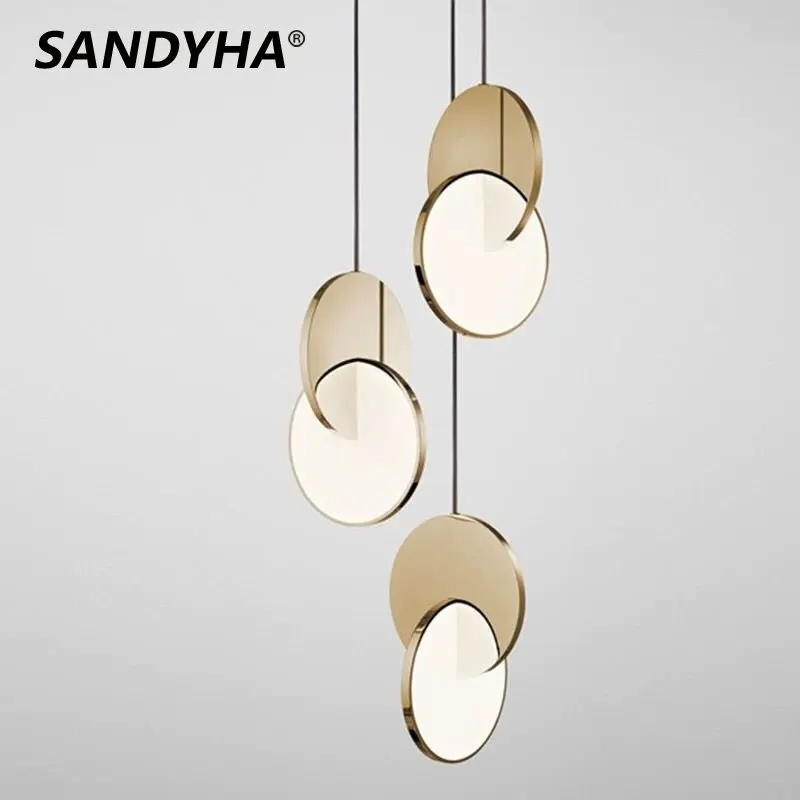 

Modern Minimalist LED Hanging Lamps Circle Iron Chandeliers Living Room Home Coffee Shop Lobby Decoration Indoor Pendant Lights