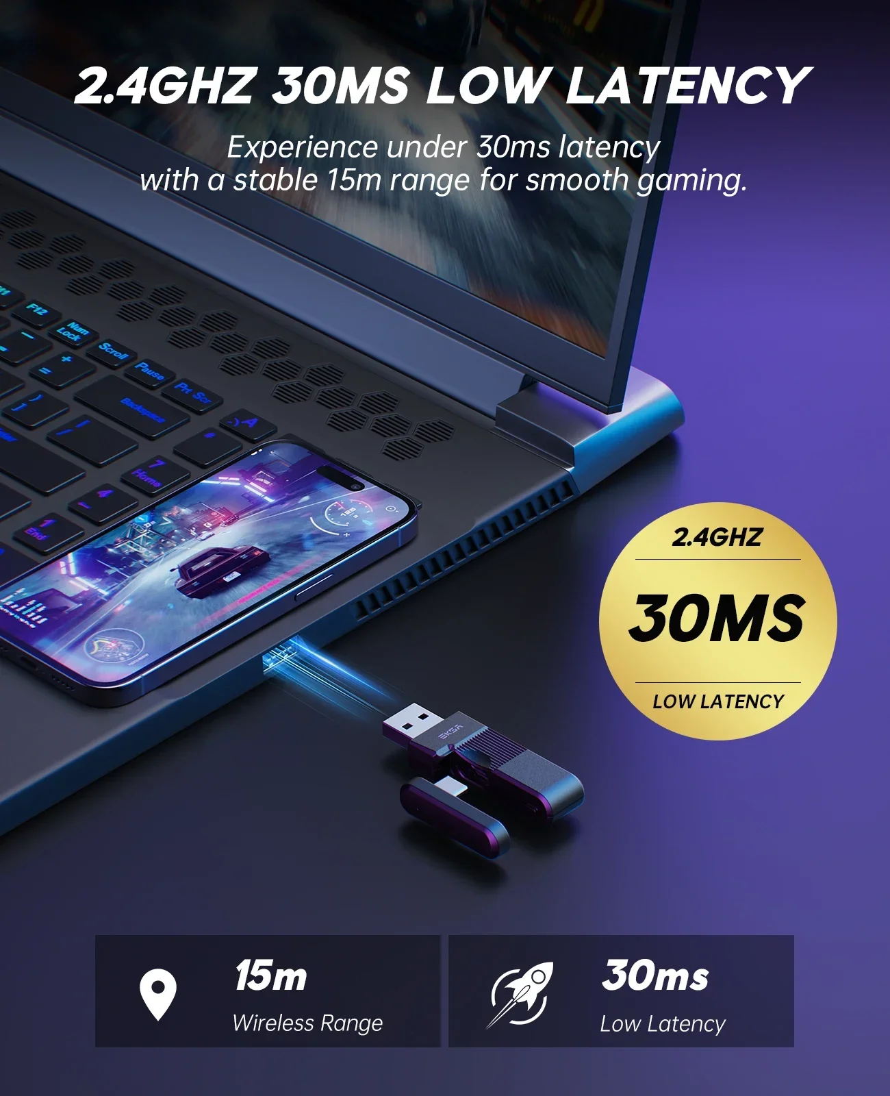 Фото Беспроводная игровая гарнитура Oneodio EKSA E900 WT 2.4G, три режима подключения, накладные Bluetooth-наушники для геймеров с микрофоном и RGB-подсветкой для ПК, PS4, PS5, 80 часов работы №4