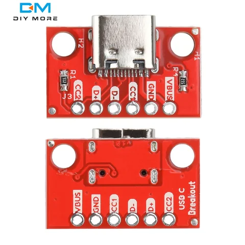 1/5 шт. плата разъема USB типа C 3,1, последовательный базовый разъем, гнездовая плата, красная плата адаптера с рядными иглами
