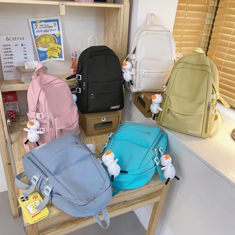 

Japanese Style Women Backpack Kawaii Pendant Schoolbag For Girls Nylon Large-capacity Travel Backpack Waterproof Anti-theft Bags
