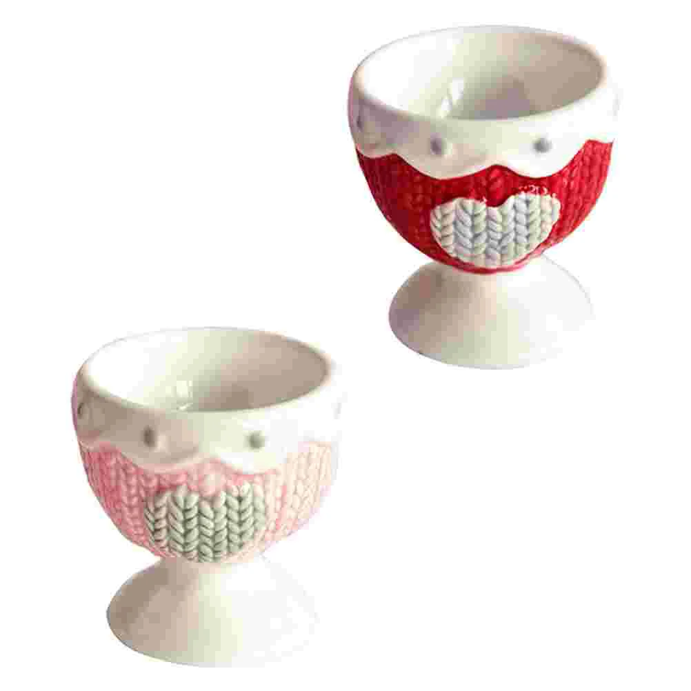 

2Pcs Household Ceramic Egg Cup Practical Egg Holder Stand Creative Egg Cup