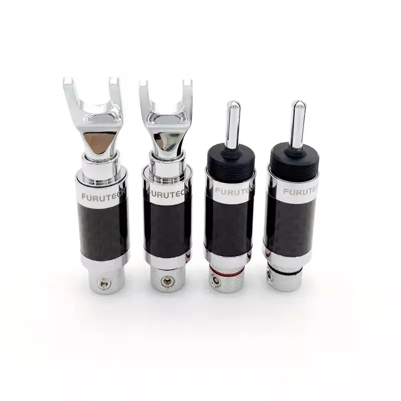 

NEW Promotional 4pcs of Japanese original Furutech rhodium-plated carbon fiber welding-free hi-fi speaker banana/Y-shaped plug