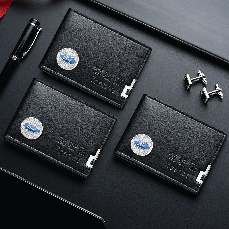 

Car Accessories Men Driver License Passport Cover Business Multifunction ID Card Wallet Case For Ford Mk2 Mk3 Mk4 Mk5 Focus 2 3