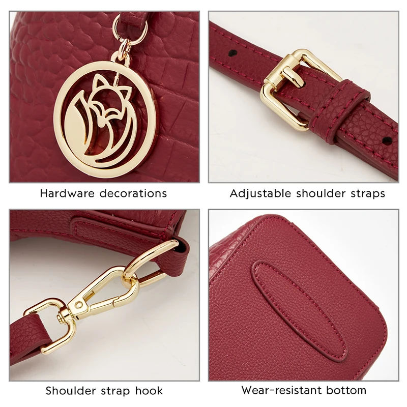 FOXER Women's Crocodile Pattern Genuine Leather Handbag Lady Vintage Shoulder Crossbody Bag Commuter Tote Female Top Handle Bags