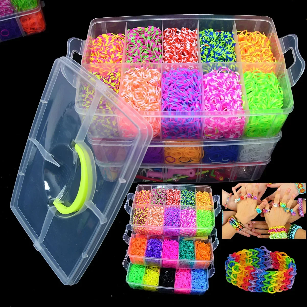 Набор лент Rainbow Loom с коробкой для хранения браслетов изготовления ювелирных