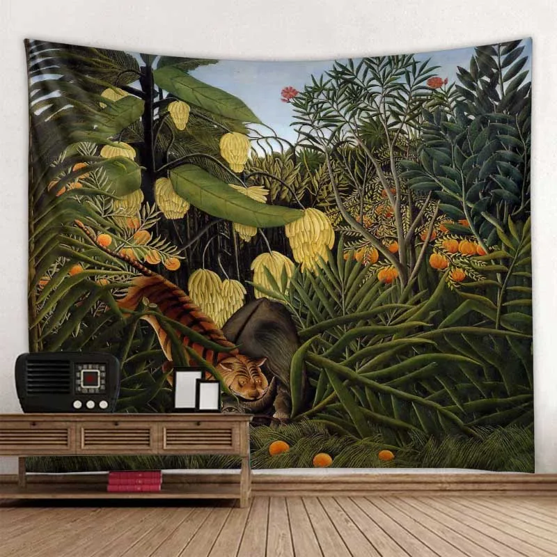 Психоделические растения гобелен тропические джунгли животные настенная