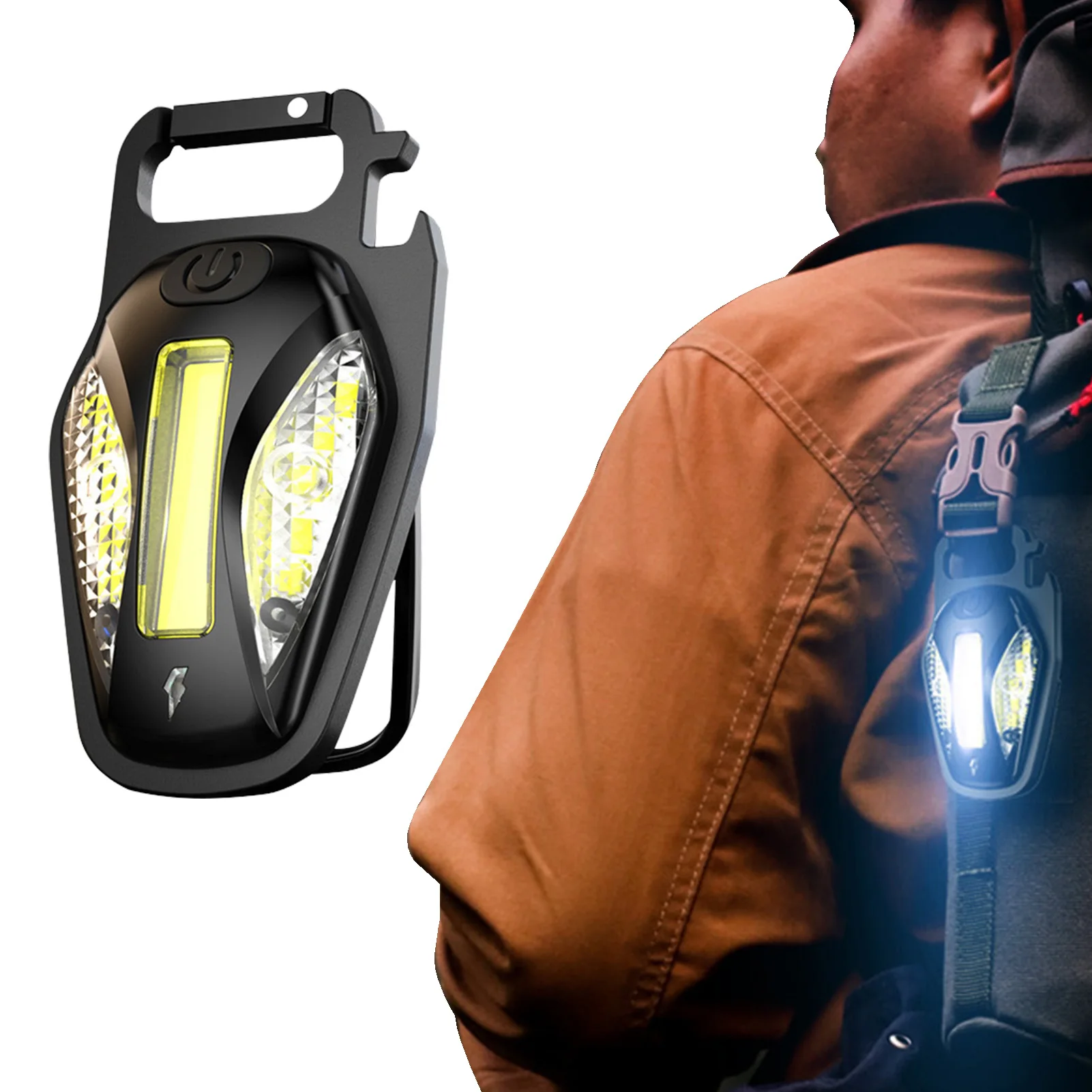 

Mini Flashlight Keychain Rechargeable Portable Led Work Light 5 Light Modes Bright With Folding Bracket For Walking Camping