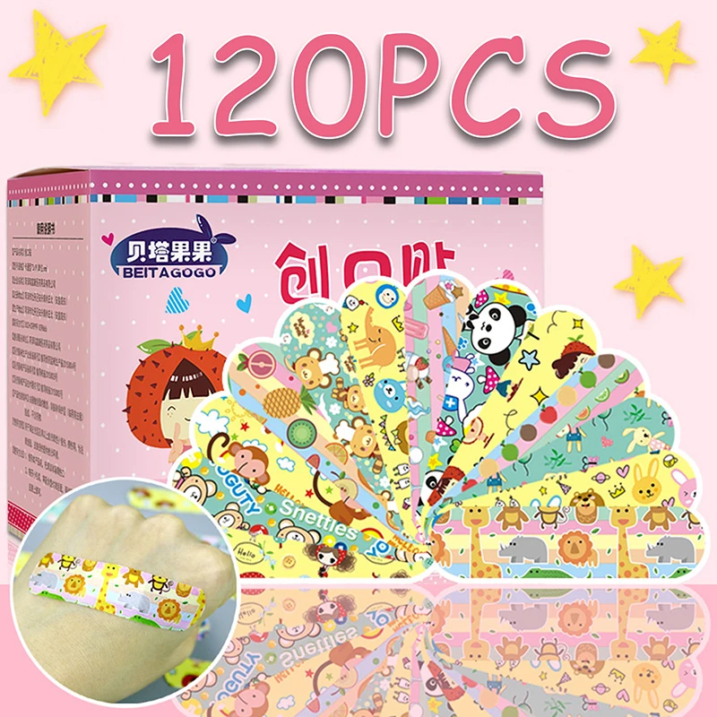 

120PCS Waterproof Breathable Cartoon Band Aid Hemostasis Plasters Emergency