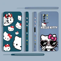 anime hello kitty cartoon for xiaomi redmi note 11 11s 10 10s 9 9s 9t 8 8t 7 5 pro 4g 5g liquid left rope phone case cover capa