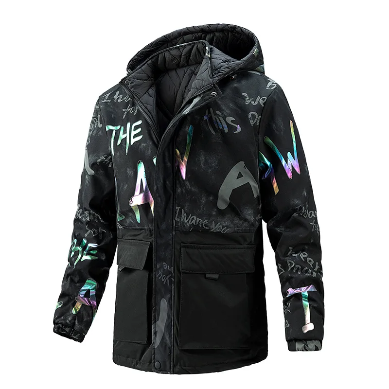 

Men's Cotton Coat Medium Length Double-sided Winter Loose Hooded Camouflage Cotton Clothing Youth Trend Coat Winter Jackets