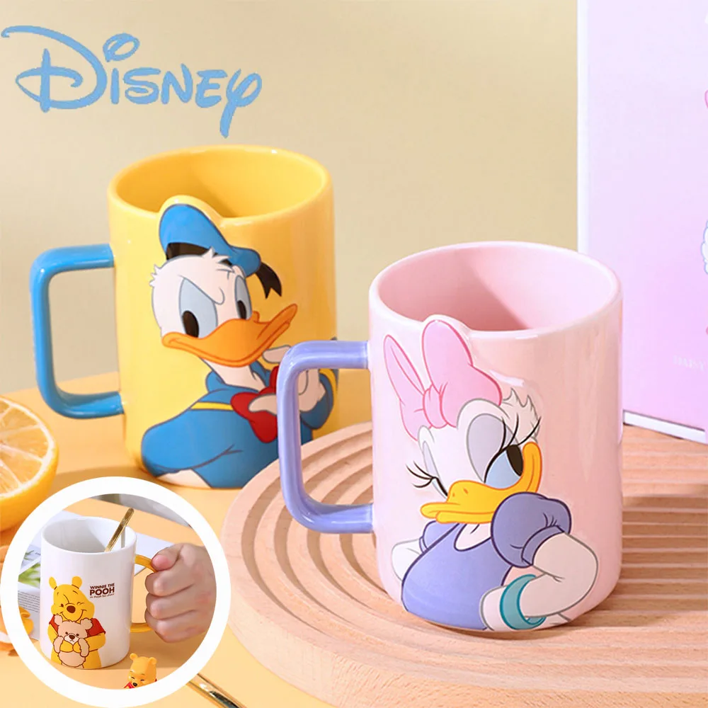 

Household Mark Cup Breakfast Coffee Milk Cup Disney Mickey Cute High Capacity Cartoon Kawaii Office Children Gift Box Handle Cup