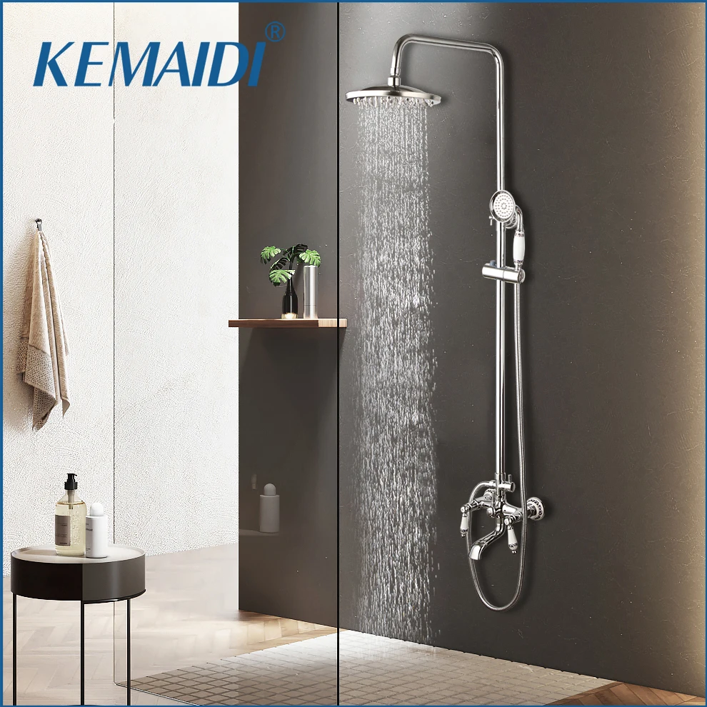 

KEMAIDI хромированный смеситель для душа с ручным распылителем, двойная ручка, тройной функциональный смеситель, душевая арматура для ванной комнаты