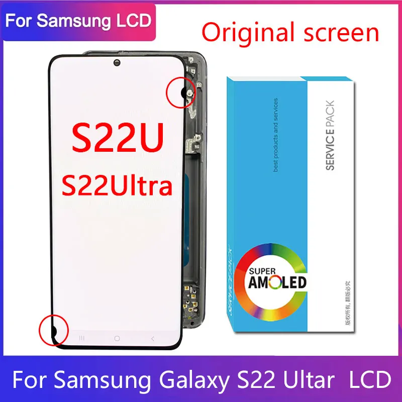 Сенсорный дисплей AMOLED, цифровой дисплей с креплением, оригинальный Samsung Galaxy S22 Ultra 5G LCD SM-S908B S90