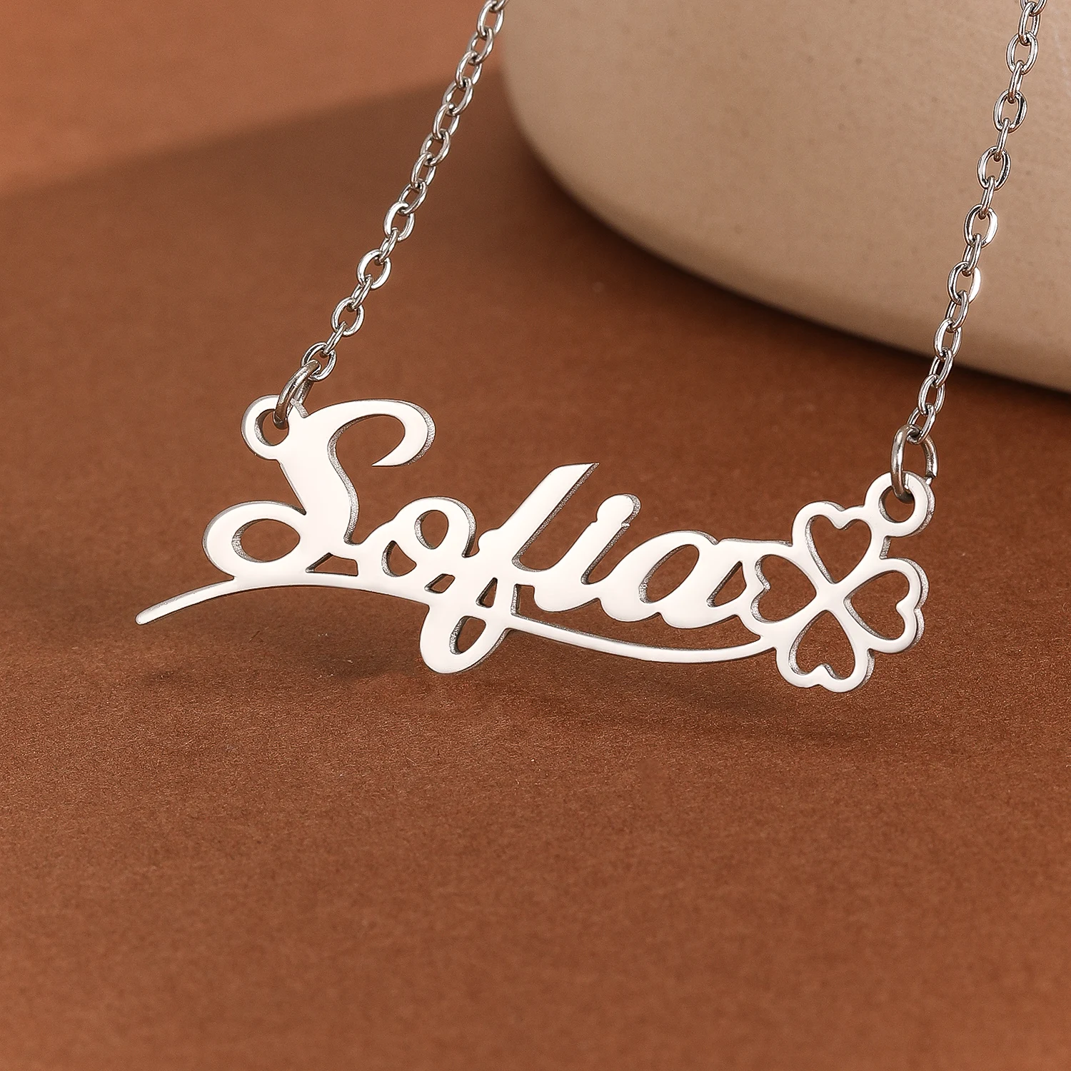 1 шт. персонализированное ожерелье с именем клевера из нержавеющей стали