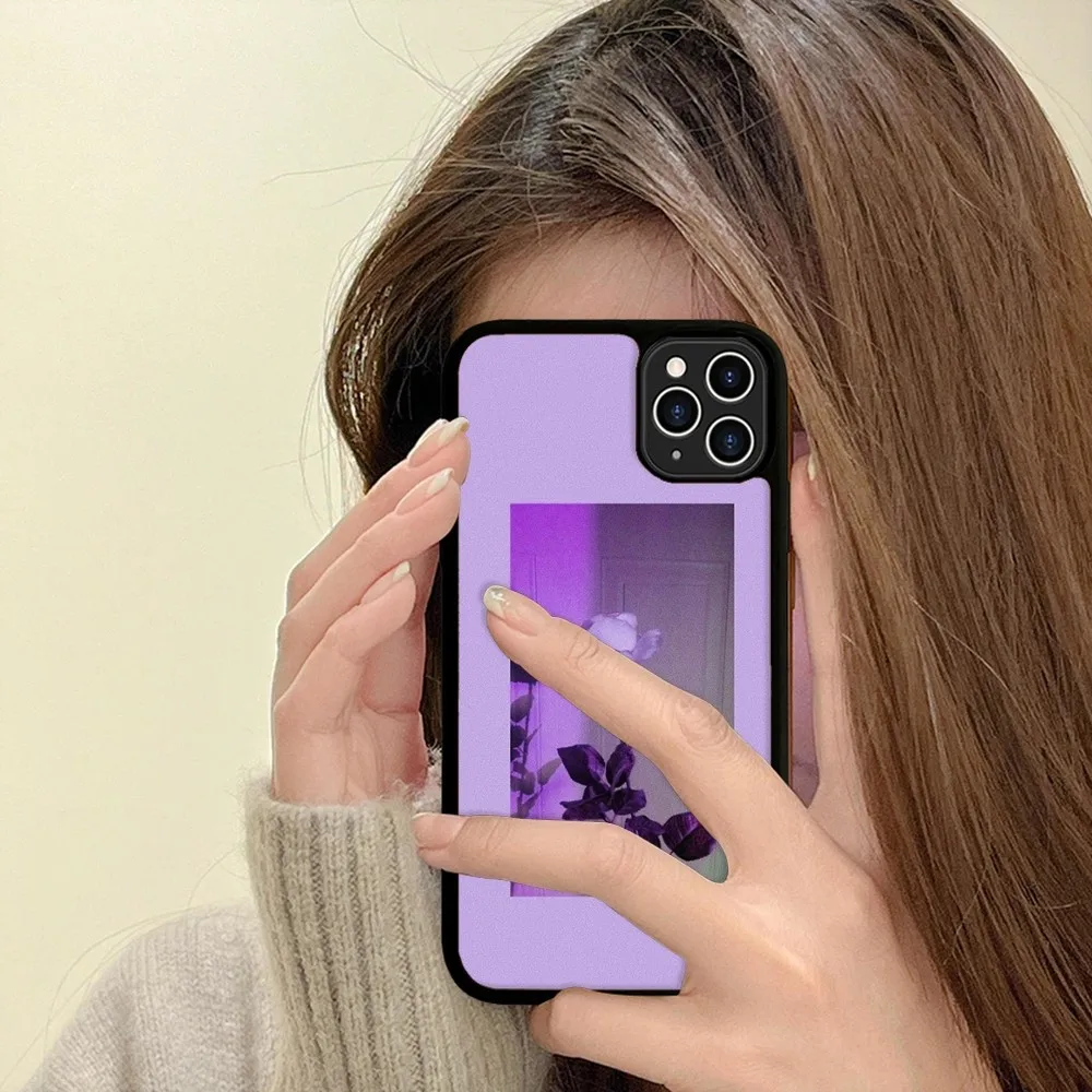 Aesthetics Purple Rose Phone Case Silicone PC+TPU Case For iPhone 14 11 12 13 Pro Max 8 7 6 Plus X XR Hard Fundas